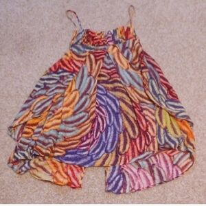 Farm Rio Anthropologie Split Back Feather Print Tank Women's Large